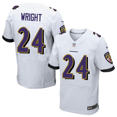 Men's Elite Shareece Wright Nike Jersey White Road - #24 NFL Baltimore Ravens